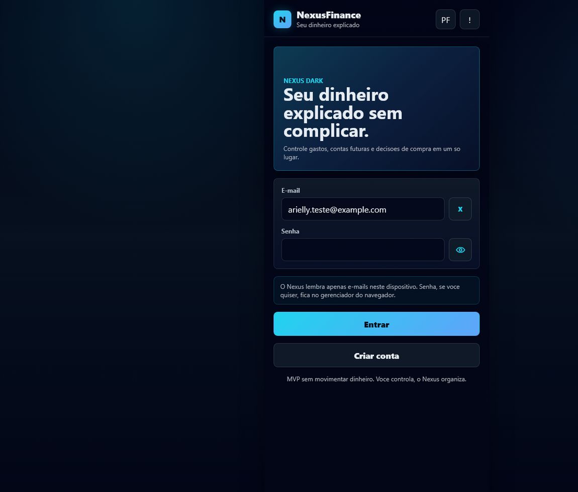 Tela real do prototipo NexusFinance